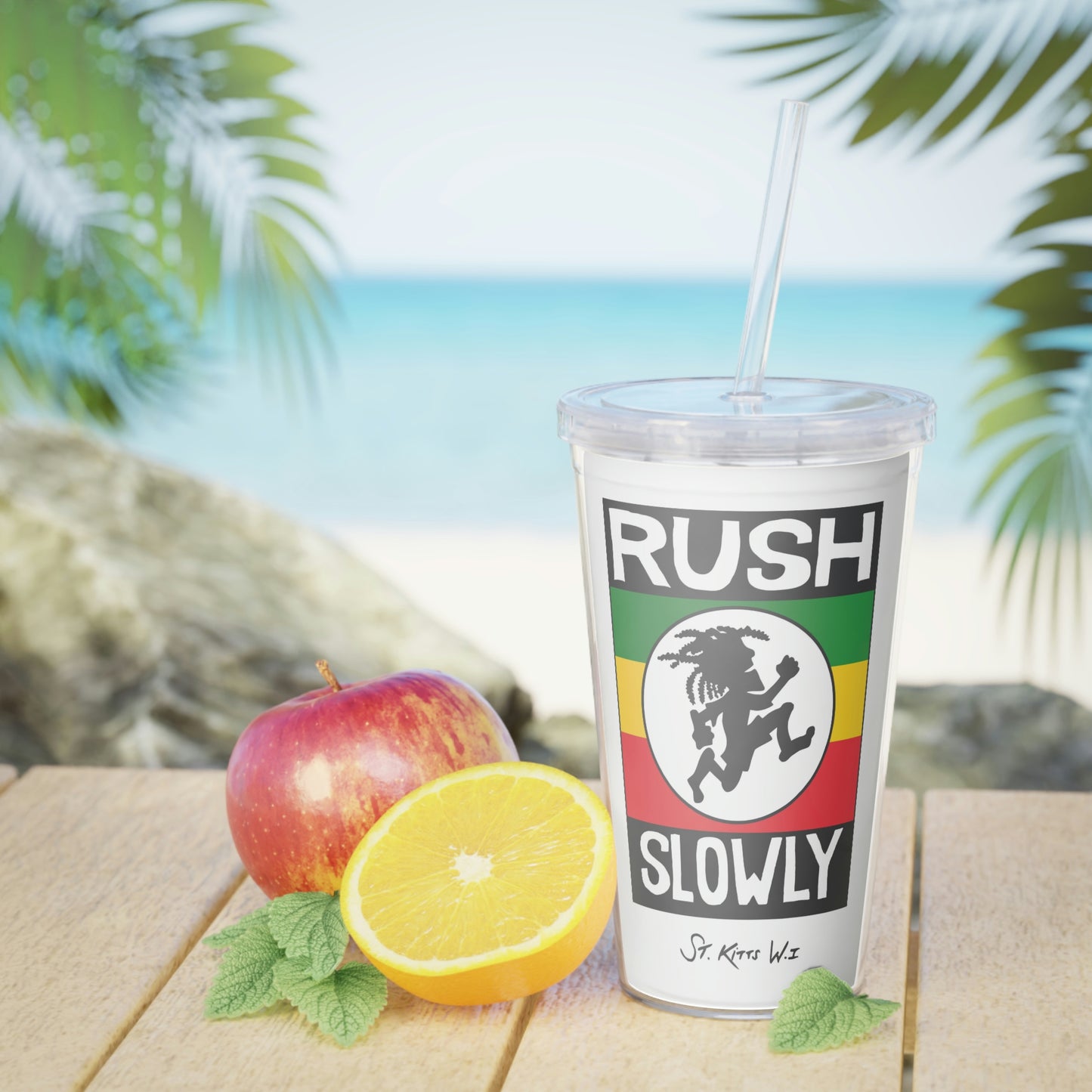 Rush Slowly Plastic Tumbler with Straw