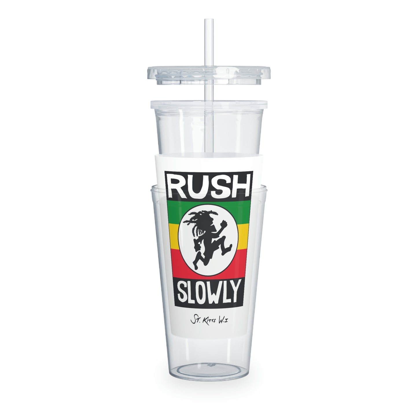 Rush Slowly Plastic Tumbler with Straw